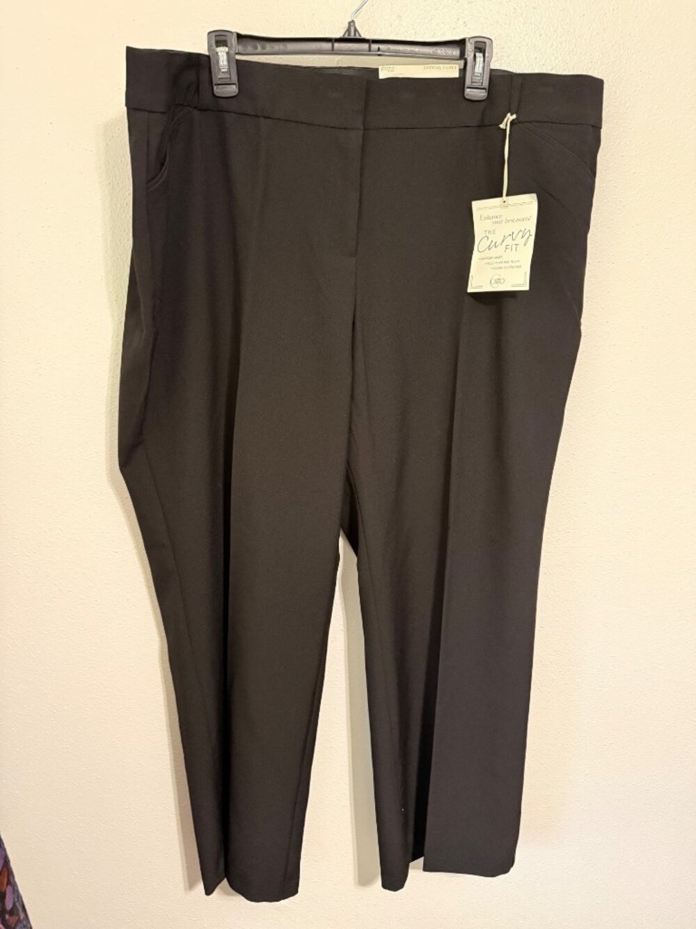 Cato New The Curvy Fit Black Trouser Pants Wide Leg Work Dress Womans 22WP